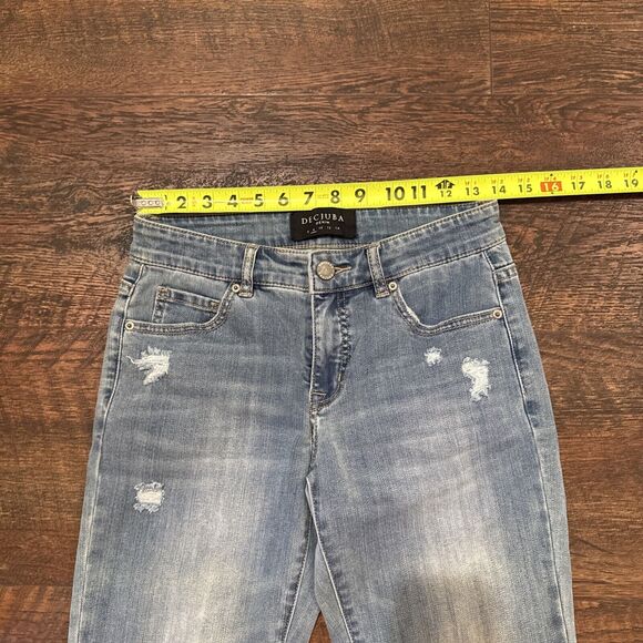 DECJUBA Jeans Boyfriend Mid Rise Ankle Distressed Blue Denim AUS Size 8 US 4 New - Picture 6 of 11